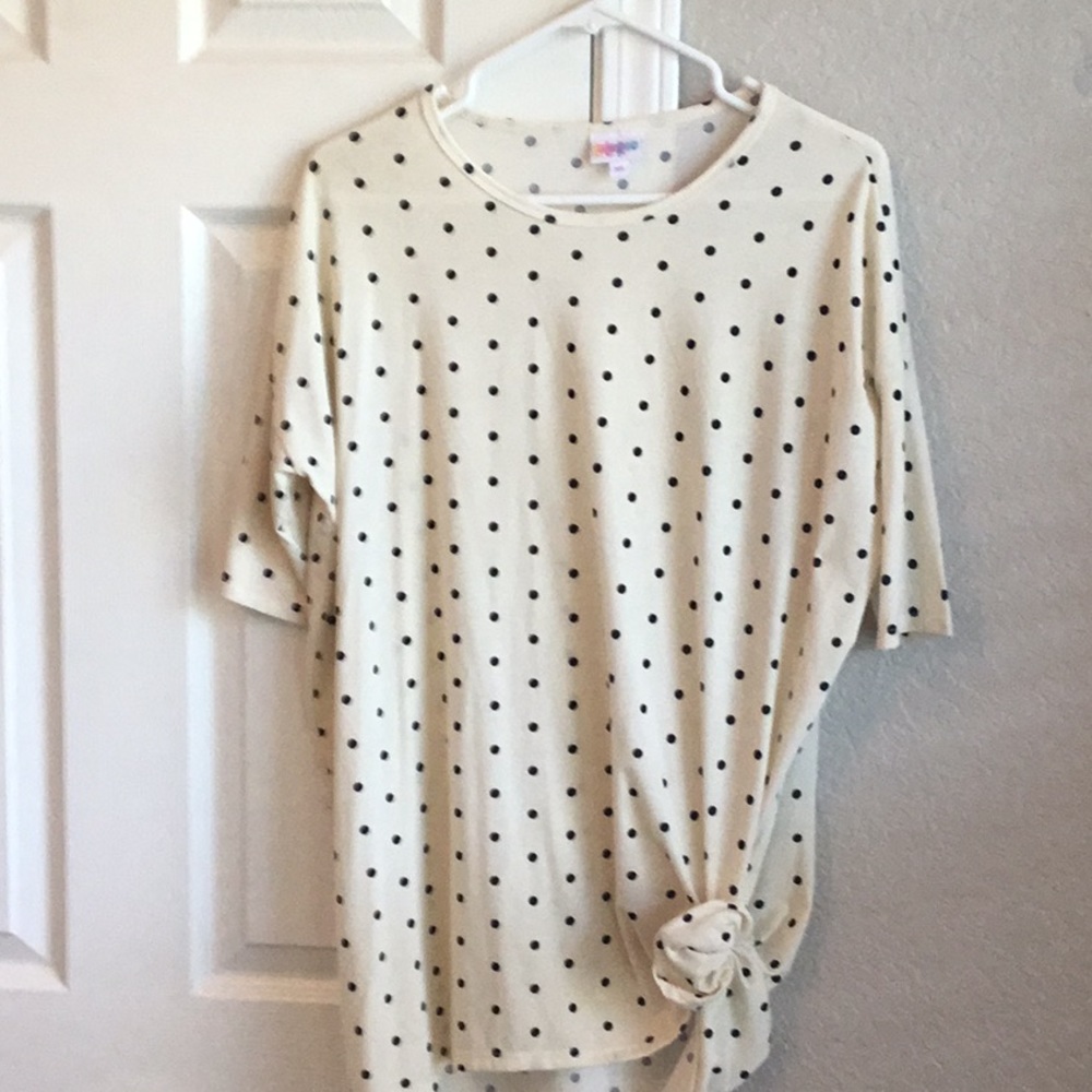 Fun summer tunic top, cream with black spots.